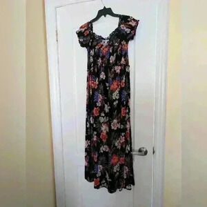 Patrons of peace dark  floral summer maxi dress size medium